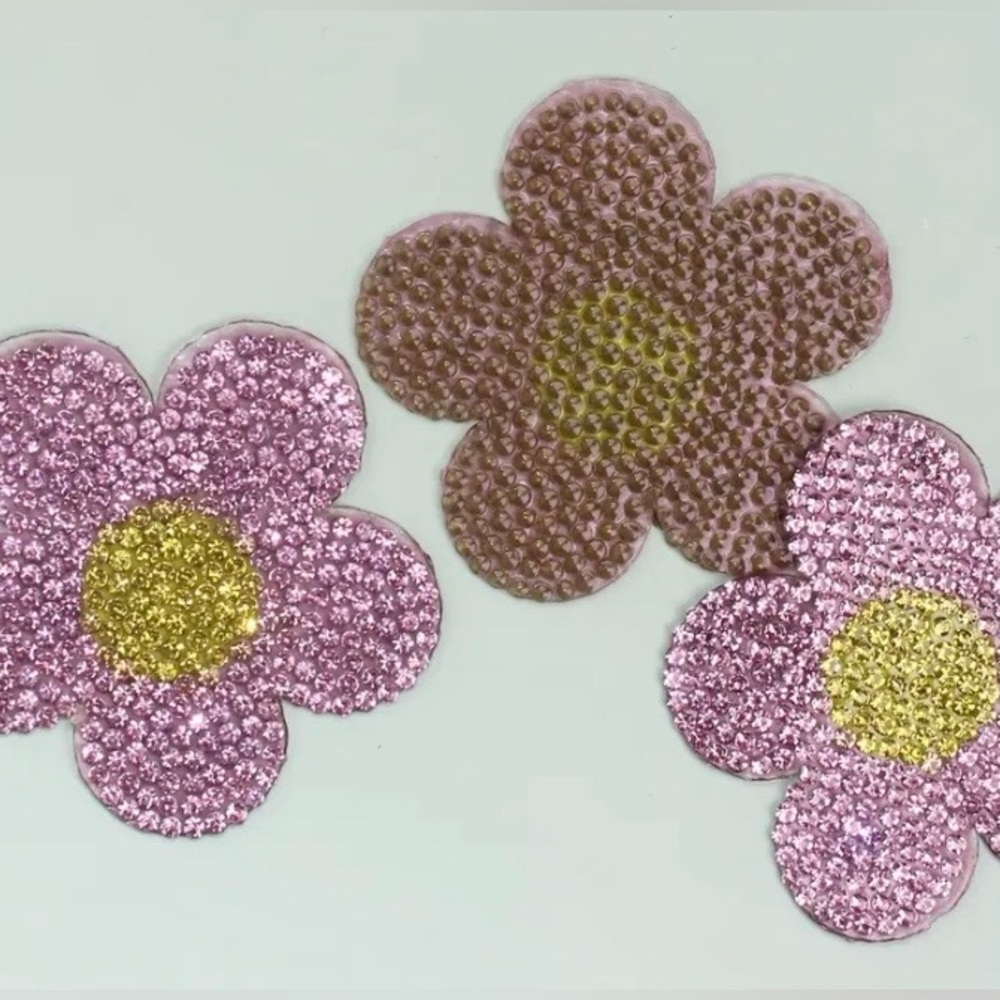Pink & Gold Floral Rhinestone Iron-On Applique, Clothes, Crafts, Home, New - Picture 3 of 14